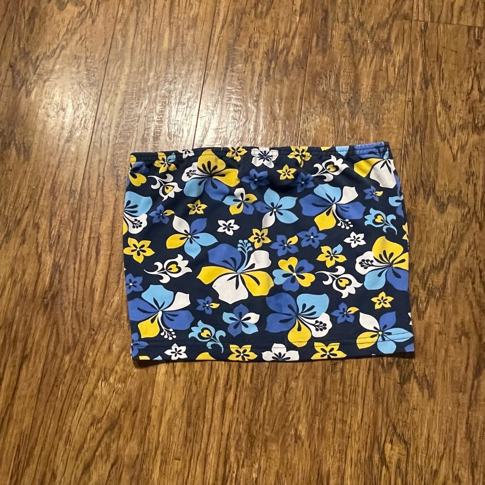 Miken 90s Blue and Yellow Crop Top swimsuit tube top